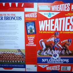 1989  Denver Broncos 1988 NFL Champions (Phantom) WHEATIES Box