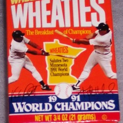 1991 Wheaties Salutes Two Minnesota 1991 World Champions- Puckett/ Hrbek (mini)(RARE)