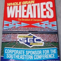 1991 SEC Southeastern Conference (Front Panel says “Corporate Sponsor For The Southeastern Conference”) (Back panel says “1991 SEC Football Fan’s Guide Free On This Box)