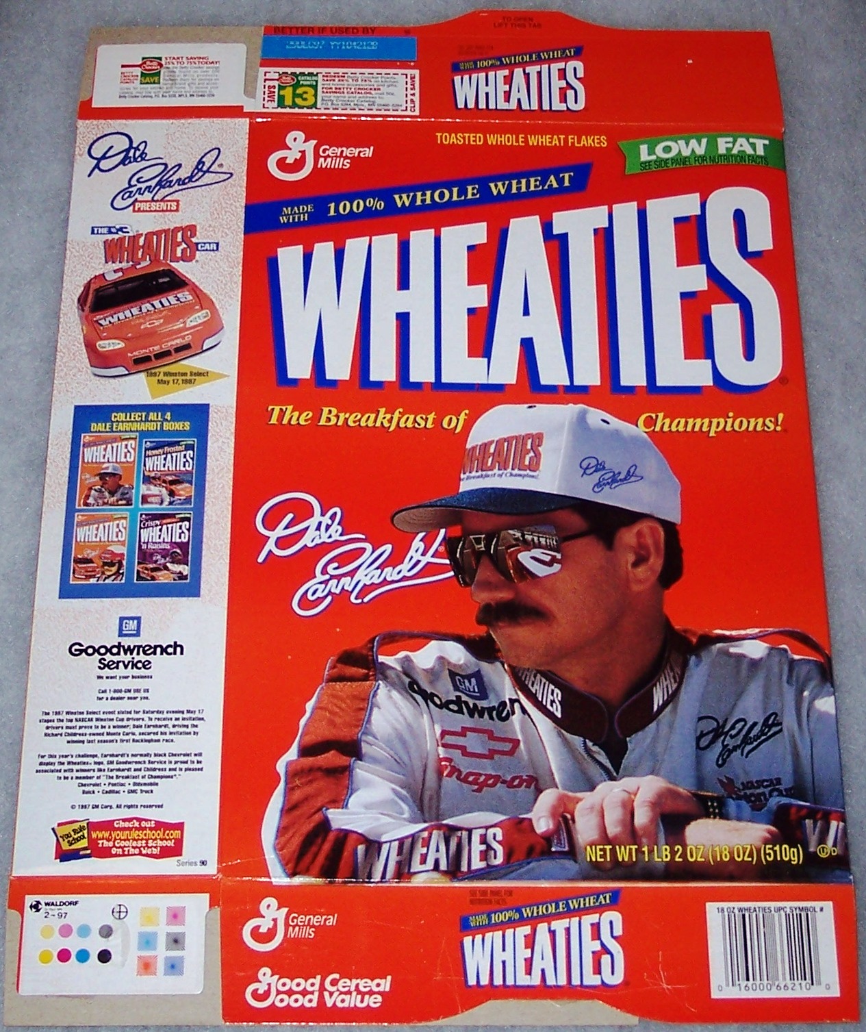 1997 Dale Earnhardt Wheaties Box..FLAT FROM FACTORY...RARE! 
