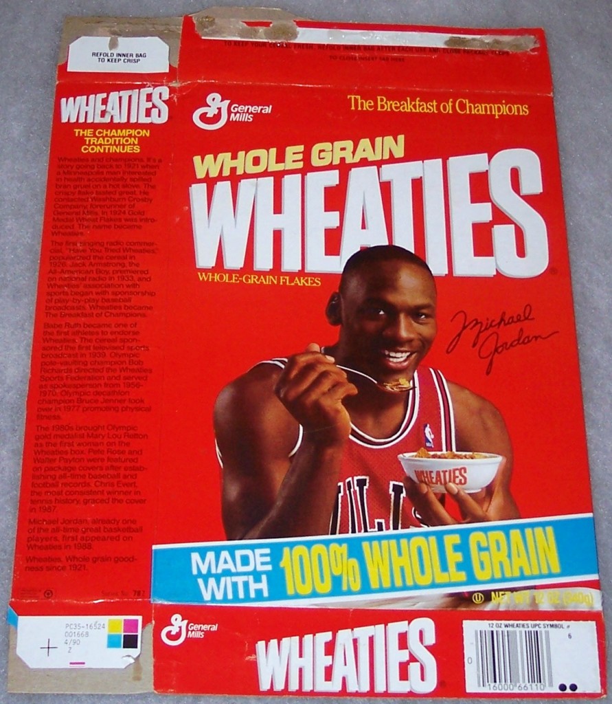 1990 Michael Jordan (eating cereal from bowl) Wheaties Box Wheaties