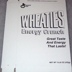 2001 Wheaties Energy Crunch (black and white test box) (extremely rare)