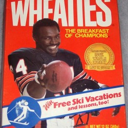 1988 Walter Payton (Banner on front for free ski vacations) (Play The Big G Derby box at front top)