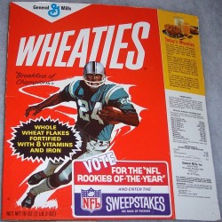 1972 Football Player (“NFL Rookies Of The Year” Sweepstakes offer on front) WHEATIES Box
